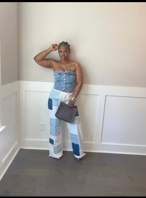 Denim Button up Corset
