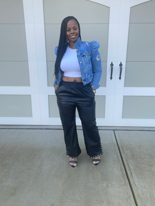 Vegan Leather Studded Pants