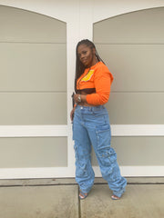 Medium Wash Oversized Cargo Pants