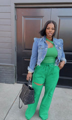 Denim Peplum Jacket