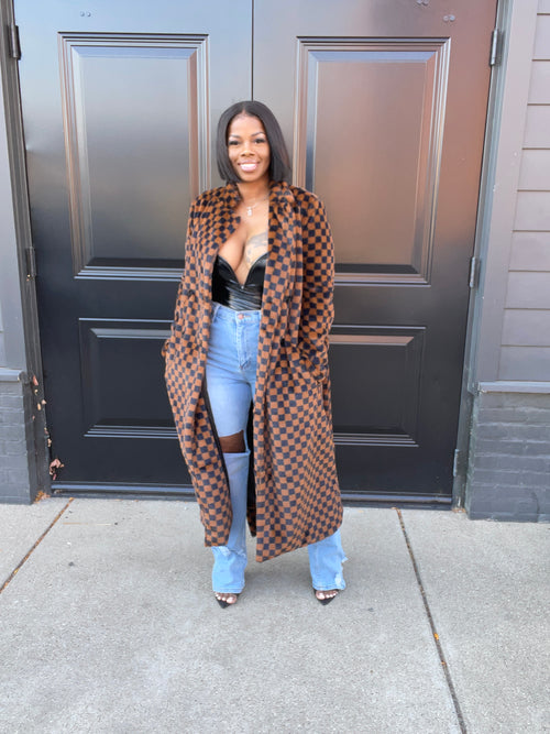 Damier Faux Coat