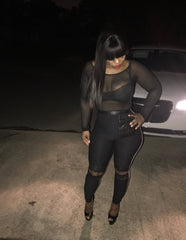 Suede slit knee leggings