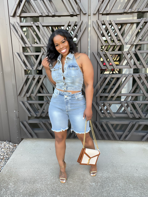 Denim Backless Top